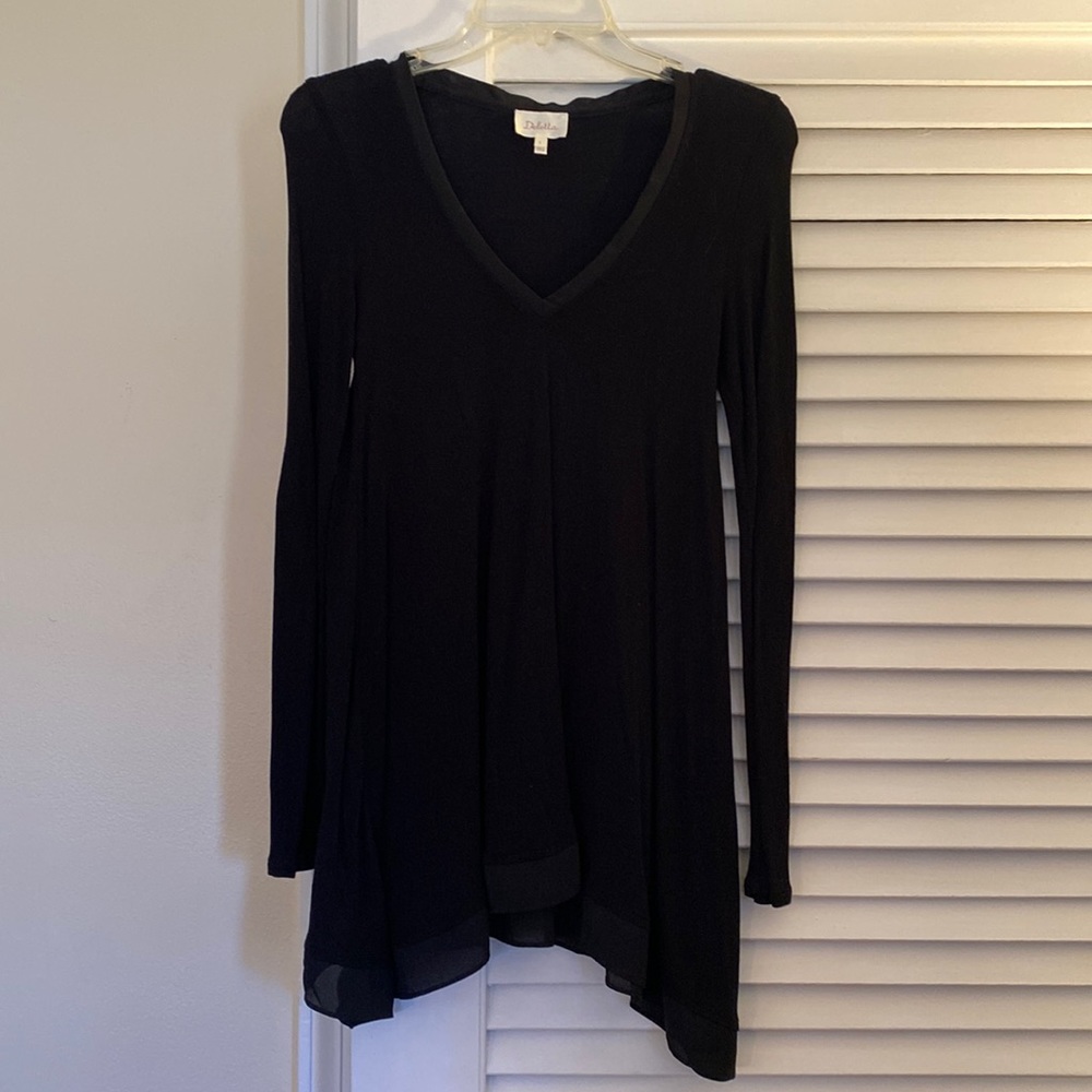 Deletta/Anthropologie Asymmetric Black Tunic - Size Small